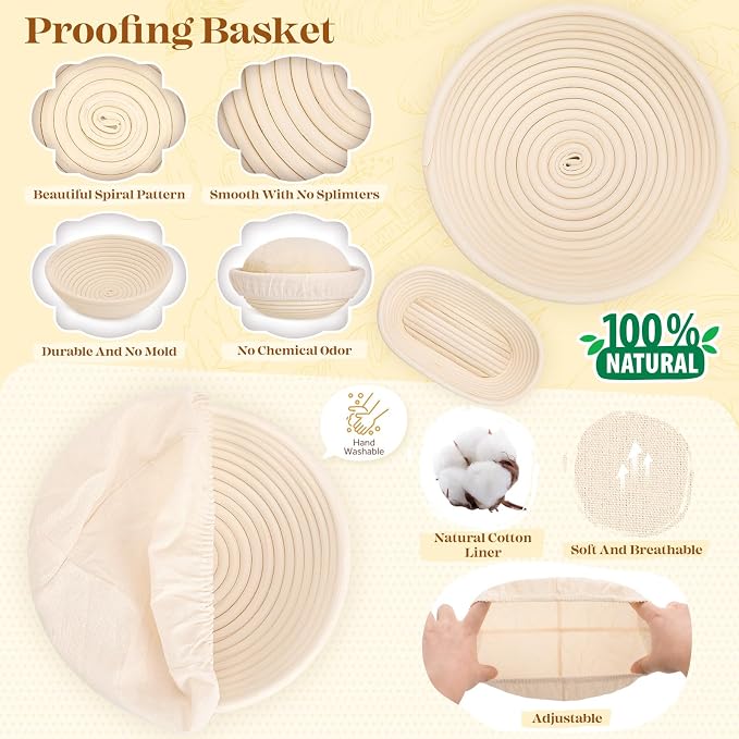 Sourdough Starter Kit, Sourdough Bread Baking Supplies, Sourdough Kit Home and Kitchen, Sour Dough Starter Kits, Sourdough Jar, Bread Proofing Basket, Sourdough Bread Basket, Sour Dough Kit Tools - Image 6