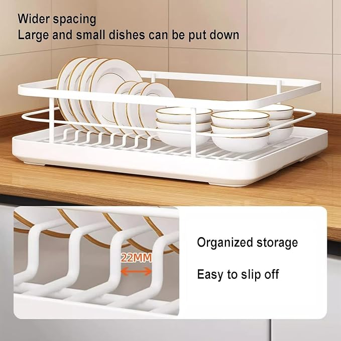 Dish Drying Rack for Kitchen Counter,Large Capacity Dish Drying Rack,Stainless Steel Dishes Drainer with Utensil Holder,Multifunctional Kitchen Utensil Holder with Dishes Racks and Tray (Black) - Image 4