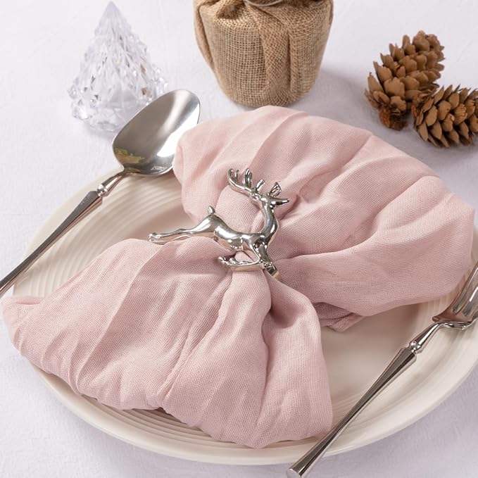 Cloth Napkins Set of 100 21"x21" Reusable Cheesecloth Napkins Dusty Pink | Boho Rustic Dinner Napkins Washable Gauze Table Napkins Cloth Hemmed Edges for Wedding Bridal Shower Family Gathering Decor - Image 5