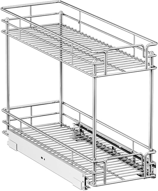 Pull Out Spice Rack Cabinet Organizer, 3 Tier Heavy Duty Slide Out Wood Shelf for Narrow Cabinet, Pull Out Storage for Kitchen (8½" W x 21½" D, 2 Tier) by Unknown
