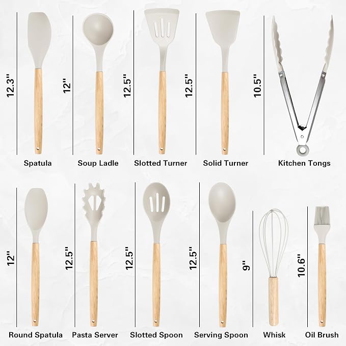 19PCS White Kitchen Cooking Utensils Set Kitchen Tools Set | 6 Stainless Steel Knives, 11 Silicone Utensils with 1 Cutting Board, Ideal for Apartment - Image 2