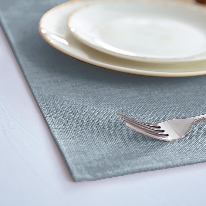 Cloth Placemats Set of 8, Linen Type Fabric Placemats Machine Washable Heat Resistant Placemats Polyester Place Mats for Halloween, Thanksgiving and Christmas Dining Table (Light Gray) - Image 2