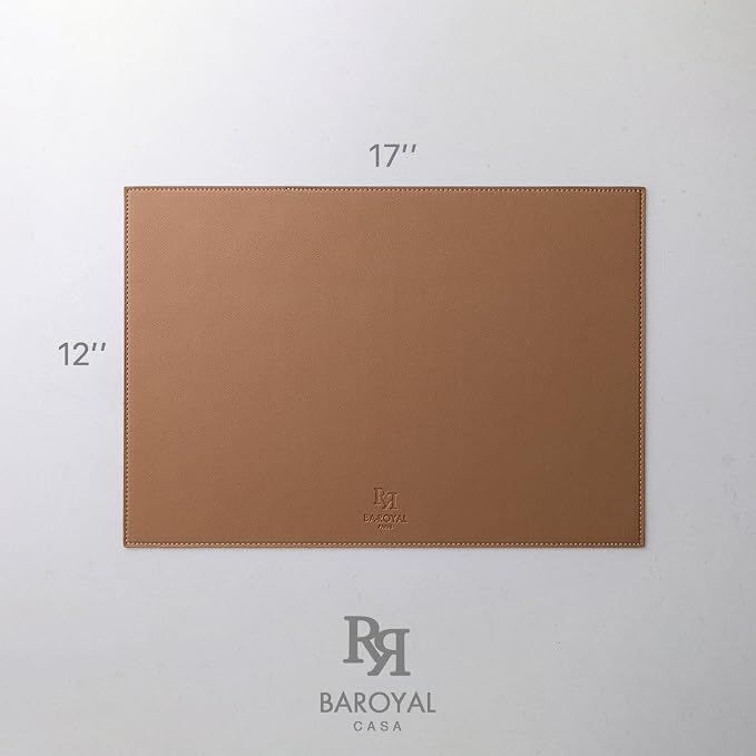 Baroyal Faux Leather Placemats Set of 4 Vinyl Washable Wipeable Table Mats for Kitchen Dining Table Heat Resistant Waterproof Indoor/Outdoor Placemats Non-Slip Easy Clean Place Mats (British Khaki) - Image 7