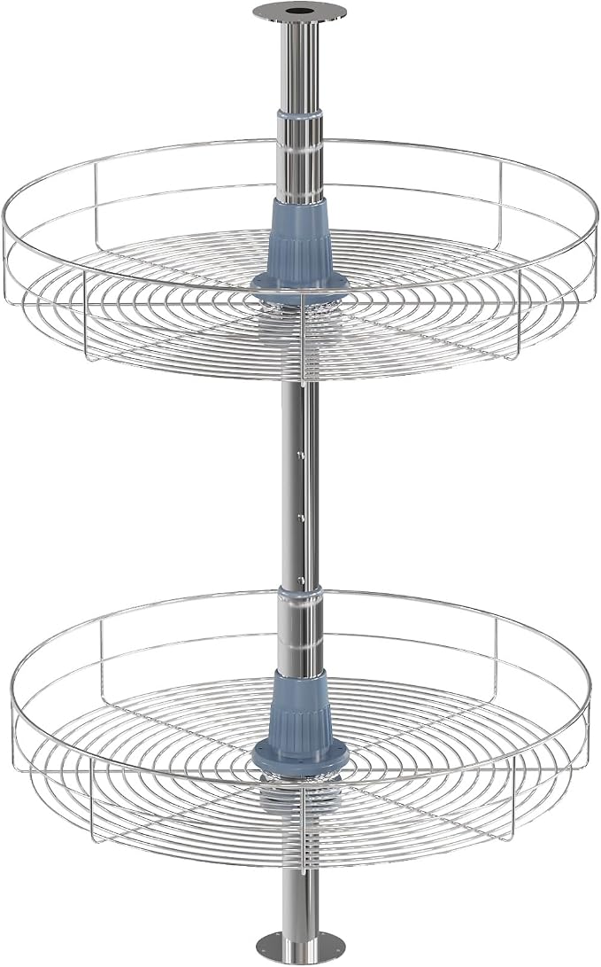 Dowell 18" Round Lazy Susan, 2 Shelves, Kitchen Wall Corner Cabinet Organizer (Chrome 4001 360D) by DowellKitchenBath