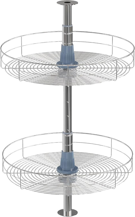 Dowell 18" Round Lazy Susan, 2 Shelves, Kitchen Wall Corner Cabinet Organizer (Chrome 4001 360D) by DowellKitchenBath