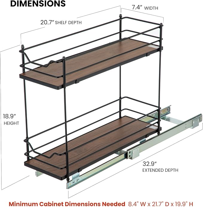 Home Zone Living Pull Out Kitchen Cabinet Organizer - Image 3