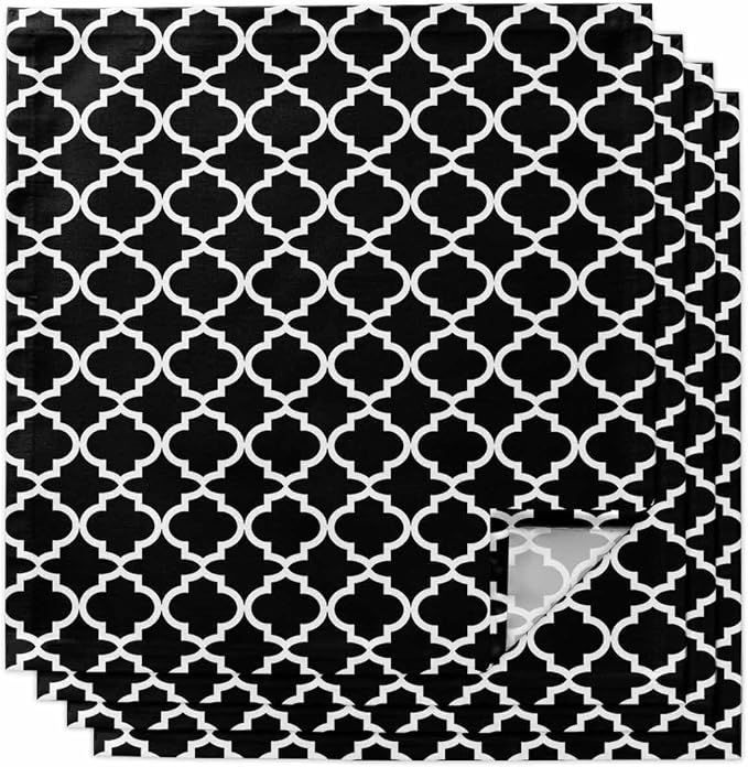 Cloth Napkins Set of 4-20x20 Inches, Black Morocco Washable Reusable Table Napkins, Boho Modern Minimalist Abstract Geometric Soft & Absortbent Dining Napkin for Party Wedding Hotel Restaurant by Unknown