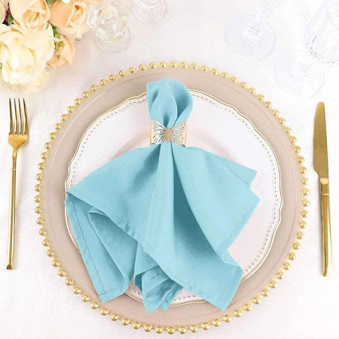Efavormart Premium Cloth Napkins Set of 100, 17x17 Inch Light Blue Violet Seamless Dinner Napkins, Washable Linen Table Napkin Cloth with Hemmed Edges for Weddings, Party and Banquet by efavormart