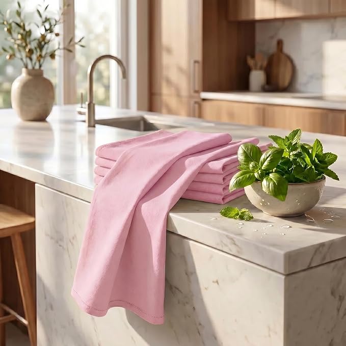 Urban Villa Kitchen Towels Cotton Dish Towels 20”x30” (Set of 6) Pink - Image 6