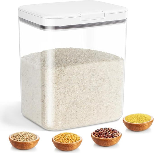 11 Lbs Rice Storage Container 5.8Qt Flour Sugar Containers with Flip-up Lid | Airtight BPA Free Dog Food Storage Bin Crystal-Clear Plastic Dry Food Holder for Kitchen Pantry Organization by TBMAXS