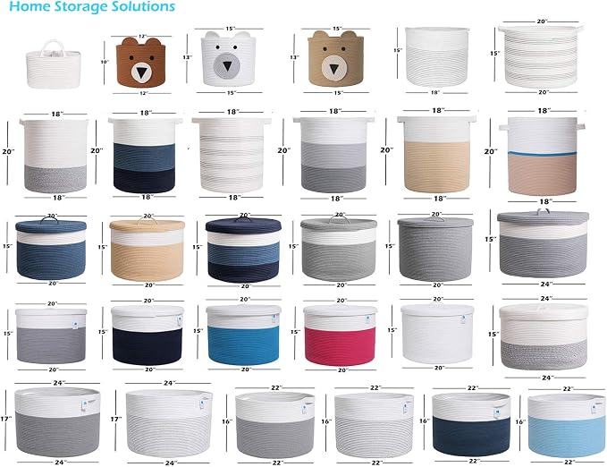 20x15 Inch Extra Large Round Cotton Rope Storage Basket with Lid, Decorative Woven Bin with Cover for Living Room Bedroom Closet, White - Image 6
