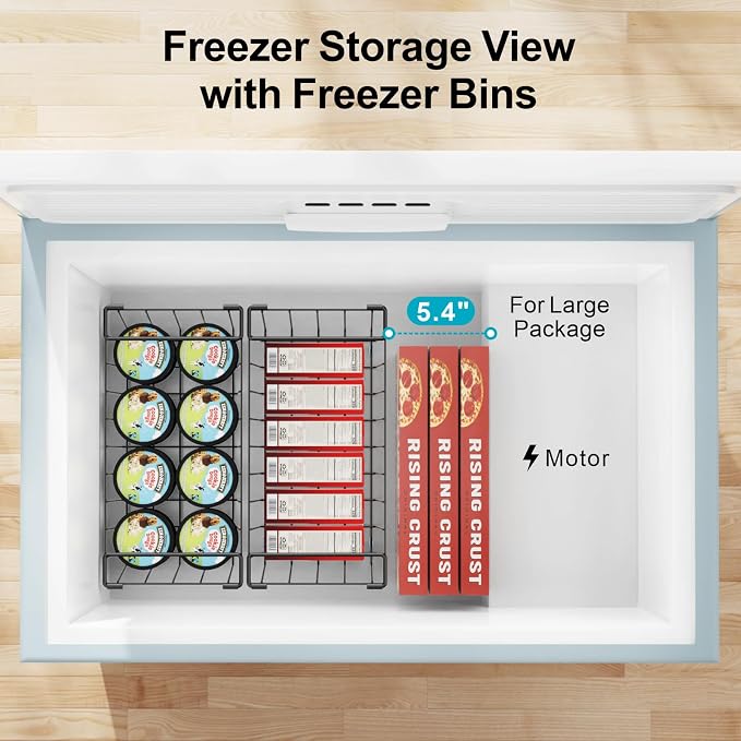 Chest Freezer Organizer - Small Storage Baskets for 7 Cu.Ft, 8 Pack | Easy Access Handles, Stackable Deep Freezer Wire Baskets, Vertical Space Sorts for Frozen Meat, Vegetable and Bagged Items - Image 8