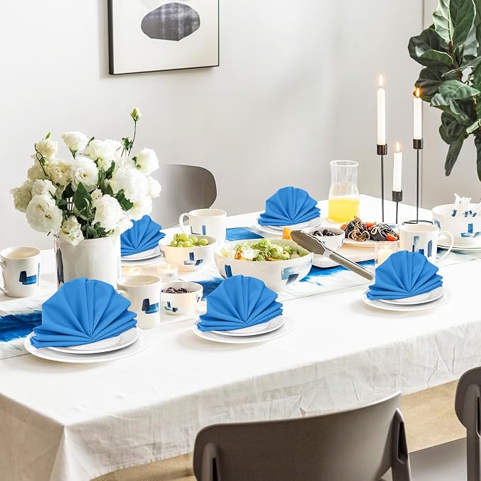 SuperO Set of 40 Cloth Napkins 17 x 17 Inch, Polyester Solid Washable Dinner Napkins with Hemmed Edges,Great for Restaurant, Wedding and Party(Mediterranean Blue) - Image 5