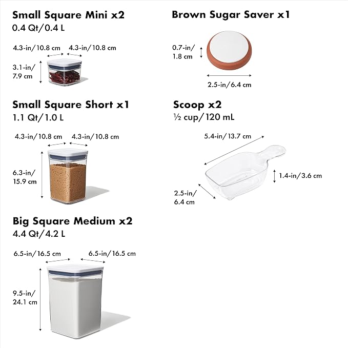 OXO Good Grips 10-Piece POP Container Set (White) and 8-Piece Baking Essentials POP Container Set (White) - Image 6