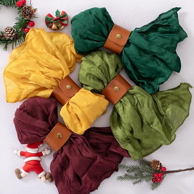 DeZerlor Christmas Party Cheesecloth Napkins Set of 20 for Wedding Party | Reusable Cloth Napkins Bulk, for Thanksgiving Day Bridal Baby Shower Xmas Decor, 21x21 Inches - Image 4
