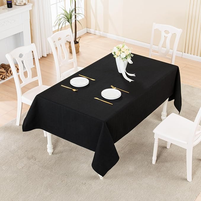 BALCONY & FALCON Rectangle Table Cloth Waterproof Graphite Black 70"x55" | Rectangular Washable Wrinkle Resistant Table Cloth Linen Fabric Tablecloths for Dining Party Kitchen Wedding and Outdoor Use - Image 5