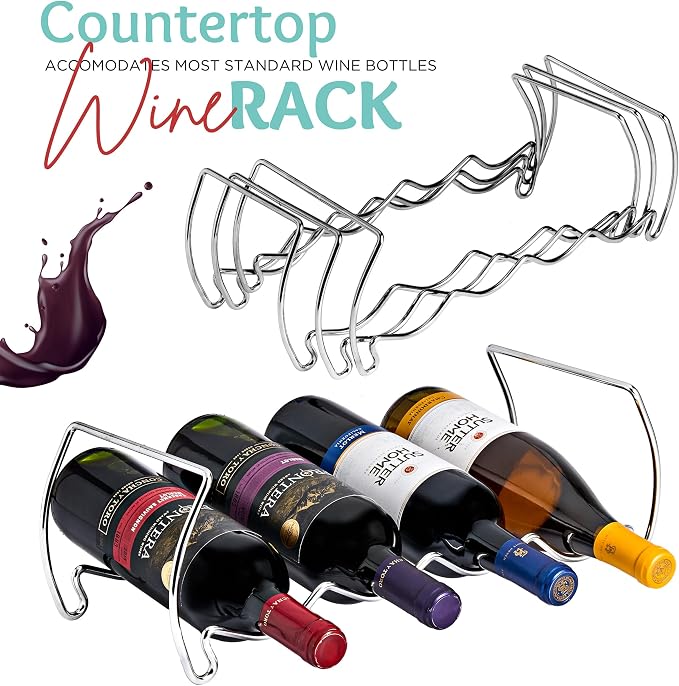 Sorbus 6-Tier Stackable Wine Rack - Classic Style Wine Racks for Bottles - Perfect for Bar, Wine Cellar, Basement, Cabinet, Pantry, etc - Hold 24 Bottles, Metal (Silver) - Image 6