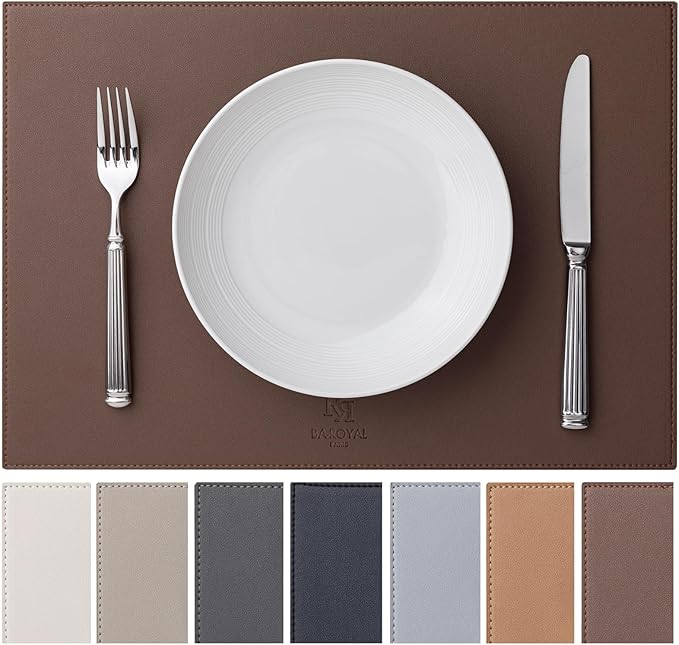 Baroyal Faux Leather Placemats Set of 6 Vinyl Washable Wipeable Table Mats for Kitchen Dining Table Heat Resistant Waterproof Modern Indoor/Outdoor Placemats Non-Slip Easy Clean Place Mats (Chocolat) by BAROYAL