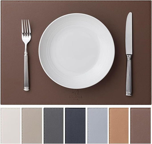 Baroyal Faux Leather Placemats Set of 12 Vinyl Washable Wipeable Table Mats for Kitchen Dining Table Heat Resistant Waterproof Modern Indoor/Outdoor Placemats Non-Slip Easy Clean Place Mats (Chocolat) by BAROYAL