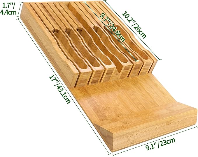 VaeFae Bamboo Silverware Drawer Organizer and Bamboo Knife Drawer Organizer Insert Bundle - Image 6
