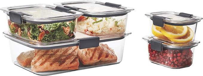 Rubbermaid Brilliance Food Storage Containers, Set of 5 (10 Pieces), BPA-Free, Leak-Proof, Clear - Image 2