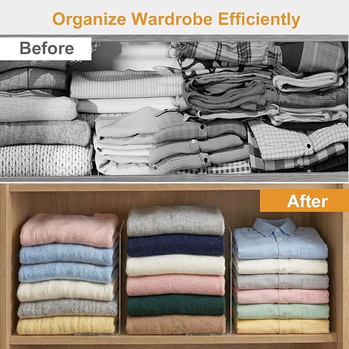 SortNStore Shelf Dividers Closet Organization: 12" Tall x 12" Deep (Taller) | Adhesive Separators Features Acrylic Material and LargeHandbags, Totes, Clothes, Towels in Bedroom Cabinets 8-Pack - Image 6