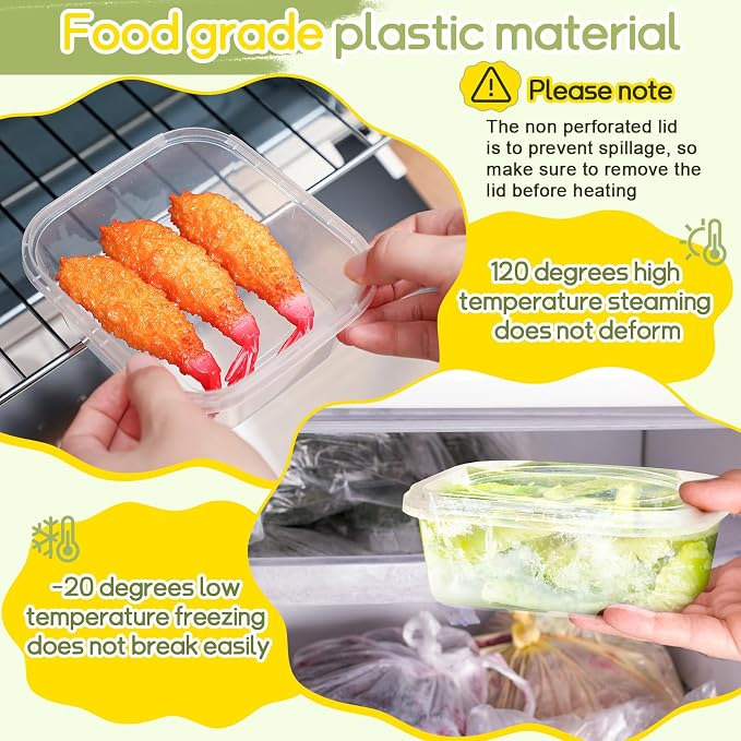 25 Pack 16 oz Deli Containers with Lids, Tamper Proof Leak Resistant Clear Plastic Food Storage Containers, Airtight Meal Prep Container for Soup Salad Tiramisu, Microwave & Dishwasher Safe - Image 3