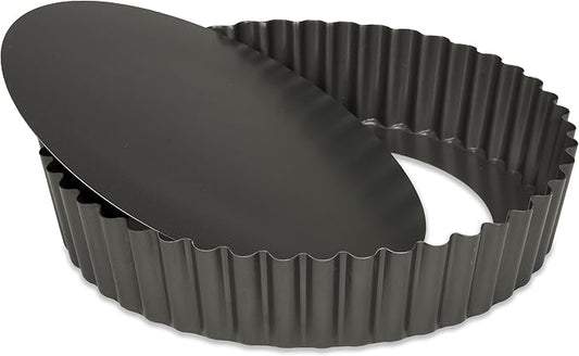 Patisse Extra Deep Round Quiche Pan With Removable Bottom 9-7/8" or 25 cm in Diameter Profi Series Charcoal Gray Color by patisse