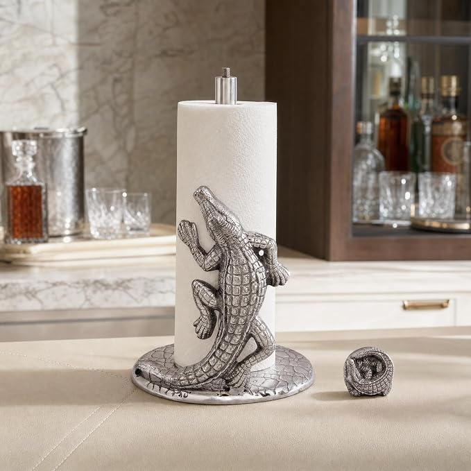 Arthur Court Alligator Paper Towel Holder Aluminum Metal 12.5 inch Stylish Kitchen Decor - Image 4