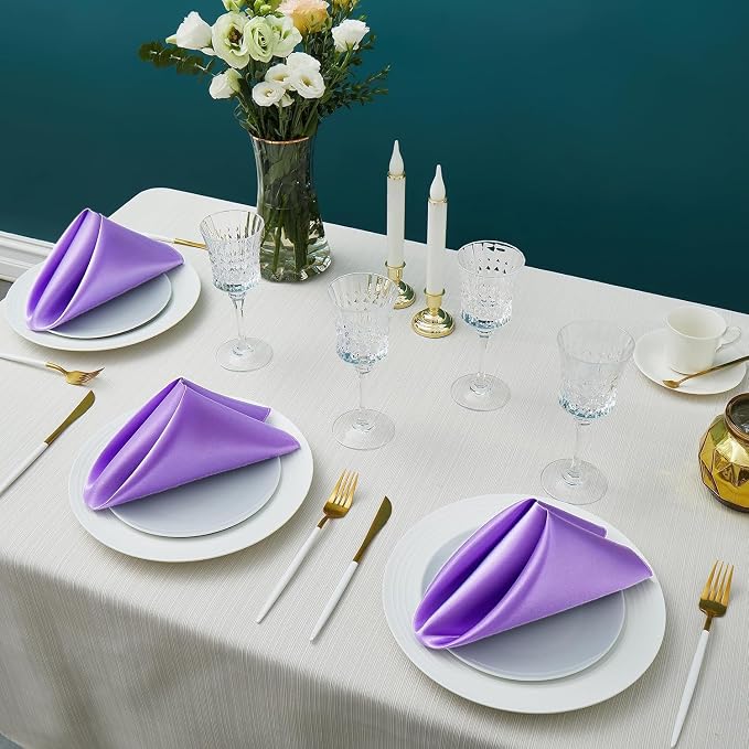 MDS® Pack of 150 Satin Napkins 12 x 12 Inch, Soft Silky Reusable Cloth Dinner Table Napkins for Wedding Décor, Reception, Birthday, Parties, Banquets, Catering, Restaurants & Hotel - Lavender - Image 2