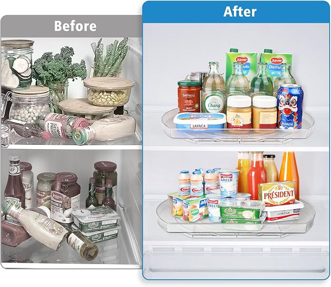 Lazy Susan Turntable for Refrigerator, Square Turntable Organizer for Fridge Cabinet, Pantry, Countertop | 16.5" x 11.1" (Rectangle 2 Pack - Clear) - Image 5