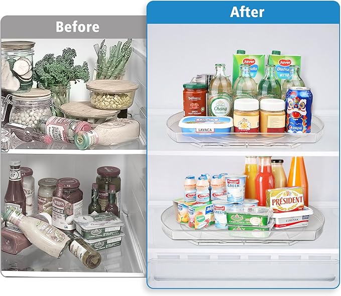 Lazy Susan Turntable for Refrigerator, Square Turntable Organizer for Fridge Cabinet, Pantry, Countertop (15.3" x 11.1" Rectangle 1 Pack - Clear) - Image 5