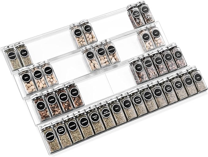 Acrylic Spice Rack Tray - Spice Drawer Organizer for Kitchen Cabinets Storage and Organization (Jars Not Included) - Image 7