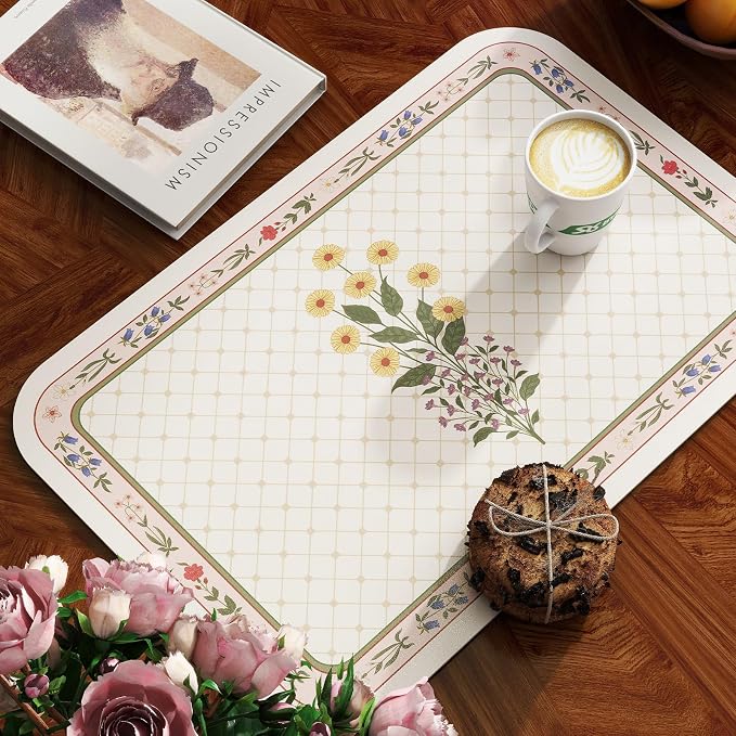 Vinyl Waterproof Placemats Set of 6 Rectangular,12"*17"-Bertina B | Wipeable Beautiful Print Place Mats,Stain Resistant,Heat Resistant,Everyday Meals,Kitchen,Dinning,Holiday,Decor - Image 4