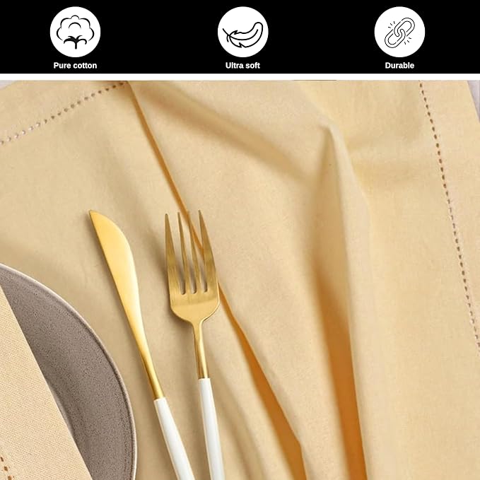 Bedding Craft Cotton Dinner Cloth Napkins Set of 12 – 18x18 Apricot Gelato Hemstitched – Machine Washable Fabric Napkins for Weddings, Baby Showers, Gifting & Parties - Image 8
