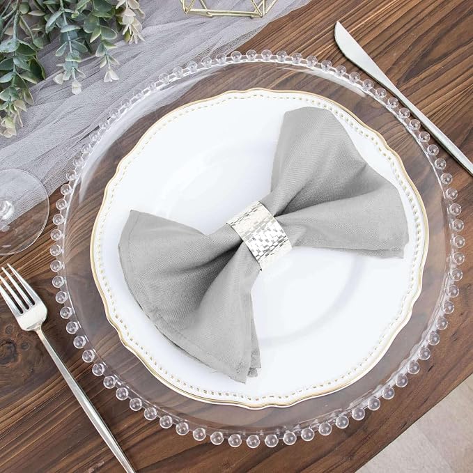 Efavormart Premium Cloth Napkins Set of 50, 17x17 Inch Silver Seamless Dinner Napkins, Washable Linen Table Napkin Cloth with Hemmed Edges for Weddings, Party and Banquet - Image 6