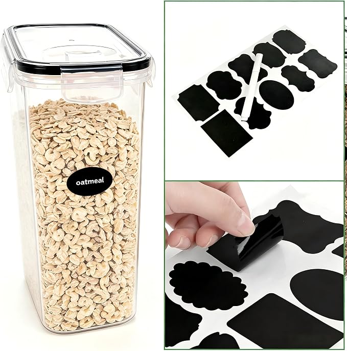4pcs 4L Airtight Plastic Canisters, Kitchen Pantry Dry Food Storage | 4pk 4L airtight canisters, tight sealed lids lock out moisture. Premium plastic, stackable for all kitchen dry foods - Image 5