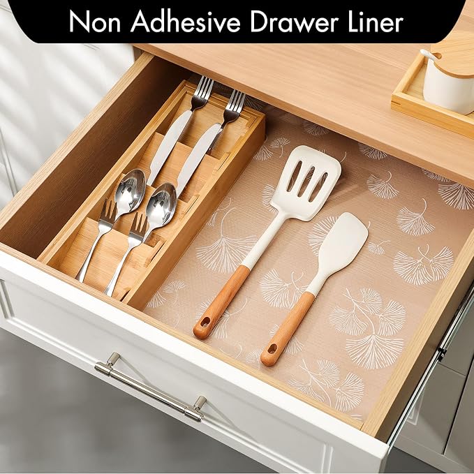 Cooyes Shelf Liner, Non Adhesive Drawer and Cabinet Liner, EVA Washable Oil-Proof Shelf Paper for Kitchen Cabinets, Refrigerator, Storage, Desks with Modern Pattern - Image 2