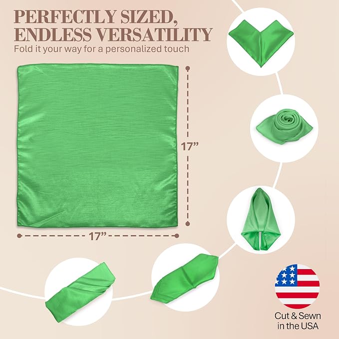 17 x 17-Inch Shantung Satin Cloth Napkins, Kelly Set of 36 - Image 6