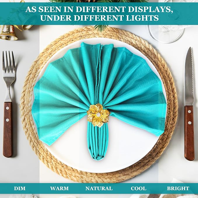 SuperO Set of 120 Cloth Napkins 17 x 17 Inch, Polyester Solid Washable Dinner Napkins with Hemmed Edges,Great for Restaurant, Wedding and Party(Turquoise) - Image 6