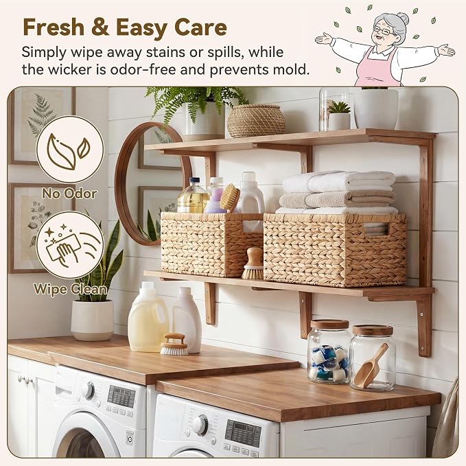 GRANNY SAYS Wicker Storage Baskets for Shelves, Hyacinth Baskets, 2-Pack | Water Hyacinth Wicker Baskets for Storage, Woven Baskets for Storage, Wicker Baskets for Shelves, Rectangle Basket for Pantry - Image 4