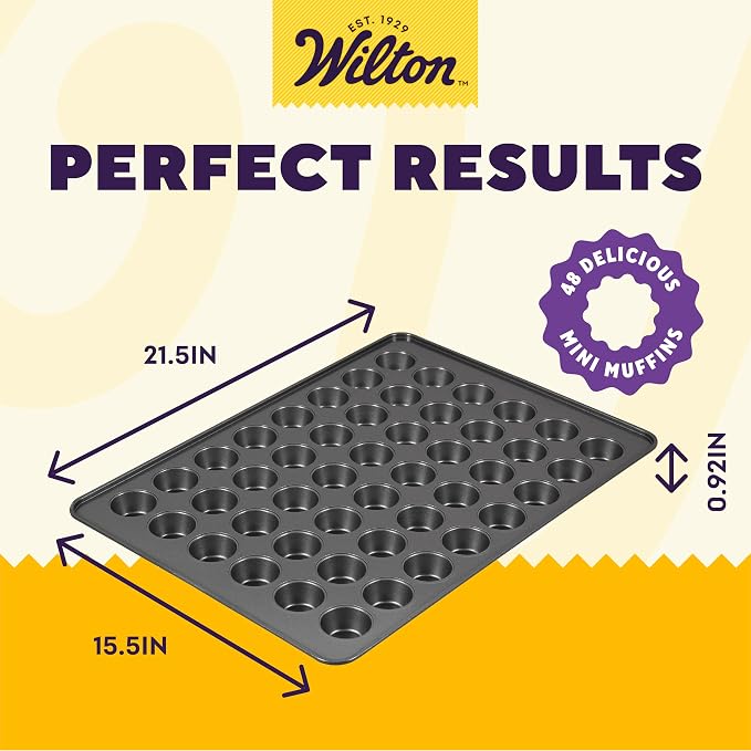 Wilton Perfect Results Non-Stick Mega Mini Muffin Pan, 48-Cup Cupcake Pan, Steel - Image 2