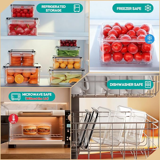 40 Pcs Food Storage Containers with Lids Airtight (20 Lids & 20 Containers)- Reusable Plastic Leakproof Meal-Prep Container for Kitchen Storage Organization Microwave/Dishwasher Safe with Labels & Pen - Image 5