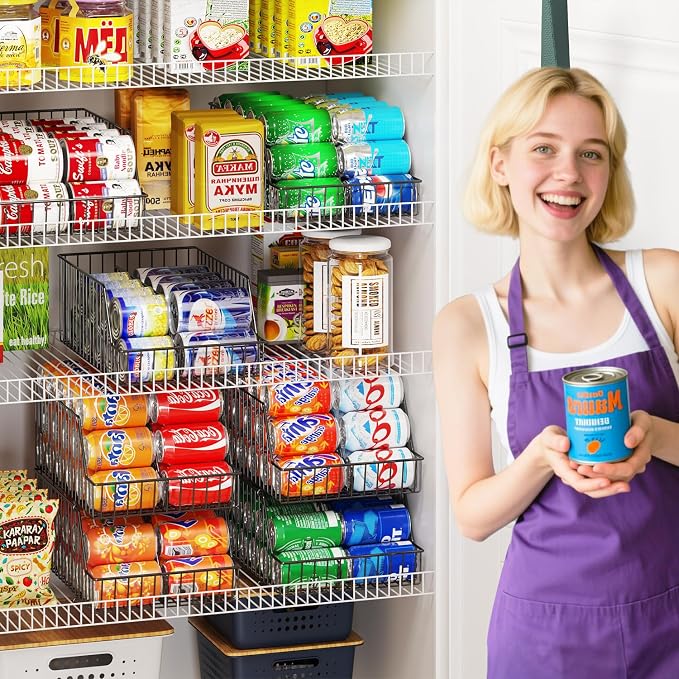 3 Pack Can Storage Organizer For Pantry,Stackble Widen Can Holder Rack With 3 Adjustable Dividers, Can Dispensers For Soup Soda Canned Food Water Bottle, Pop Drink Organizers for Cabinet Shelf - Image 5