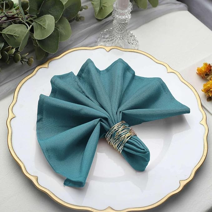Efavormart Premium Cloth Napkins Set of 100, 17x17 Inch Peacock Teal Green Seamless Dinner Napkins, Washable Linen Table Napkin Cloth with Hemmed Edges for Weddings, Party and Banquet - Image 2