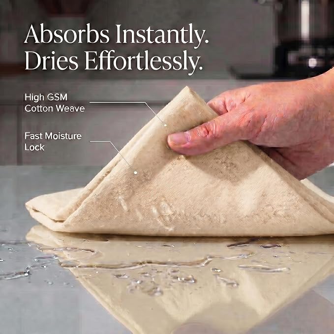 Urban Villa Kitchen Towels Cotton Dish Towels 20”x30” (Set of 6) Ivory - Image 2