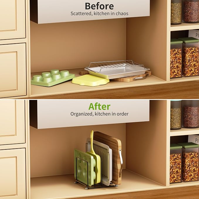 Cutting Board Organizer-1.6in Wide Kitchen Cutting Board Holder Stand for Pan,Baking Sheets,Cookie Sheets with 4 Slots,Baking Sheet Oragnizer(2PC-Large) - Image 4