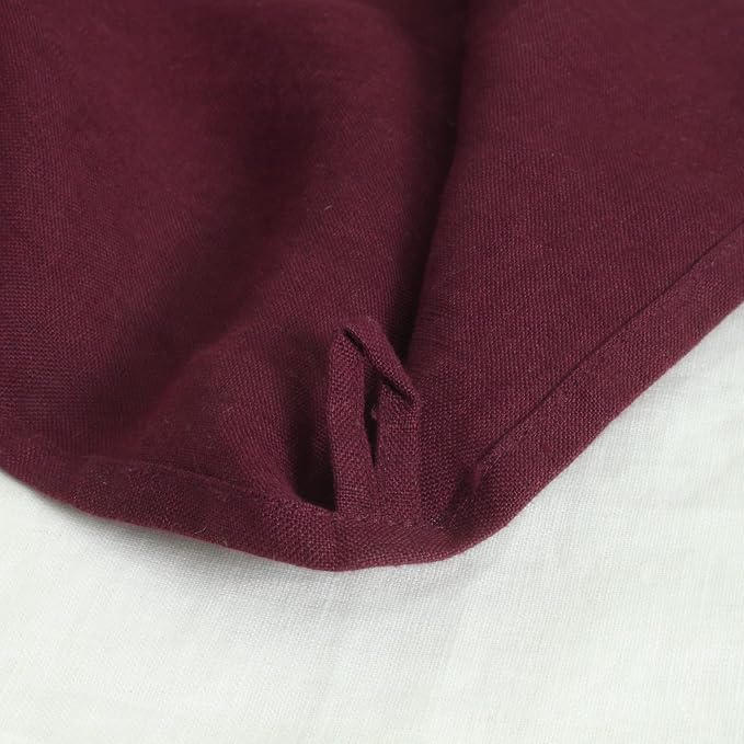 Linen World Linen Kitchen Towels 14 x 28 Inch,Decorative Tea/Kitchen Towels Set of 6,Stone Washed European Flax Dish Towels,Wine Burgundy - Image 2