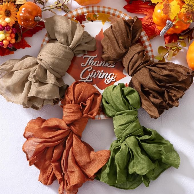 DeZerlor Thanksgiving Fall Cheese Cloth Napkins Set of 20 for Wedding Party | Reusable Cloth Napkins Bulk, for Thanksgiving Day Bridal Baby Shower Birthday Decor, 21x21 Inches - Image 5