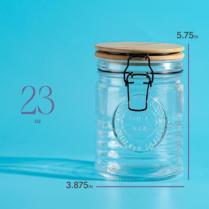 Glass Storage Jars with Airtight Lids - Set of 3 Mason Storage Containers for Cereal, Coffee & Rice - 23 Ounce Pantry Organizing Canister Set - Image 2